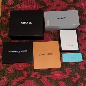 Empty Chanel, Louis Vuitton, Tiffany, Gucci, Balenciaga Boxes